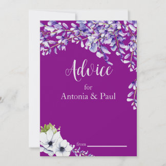 Watercolor Wisteria Wedding Advice Card