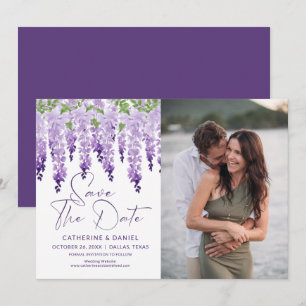 Watercolor Wisteria Wedding Photo Save The Date
