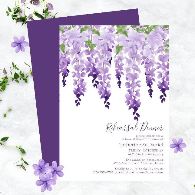 Watercolor Wisteria Wedding Rehearsal Dinner Enclosure Card (Creator Uploaded)