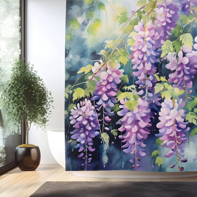 Watercolor Wisteria Whispers Shower Curtain (Creator Uploaded)