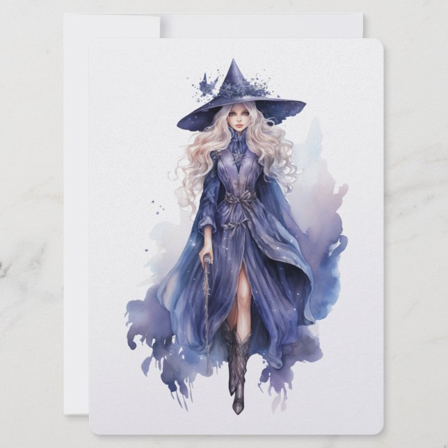 Watercolor Witch [3] Holiday Card (Front)