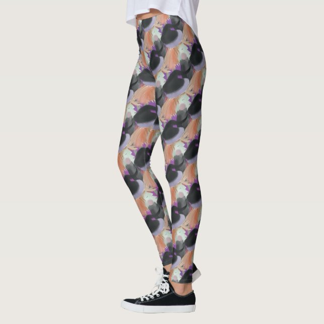 Watercolor Witch Repeat Pattern Leggings (Left)