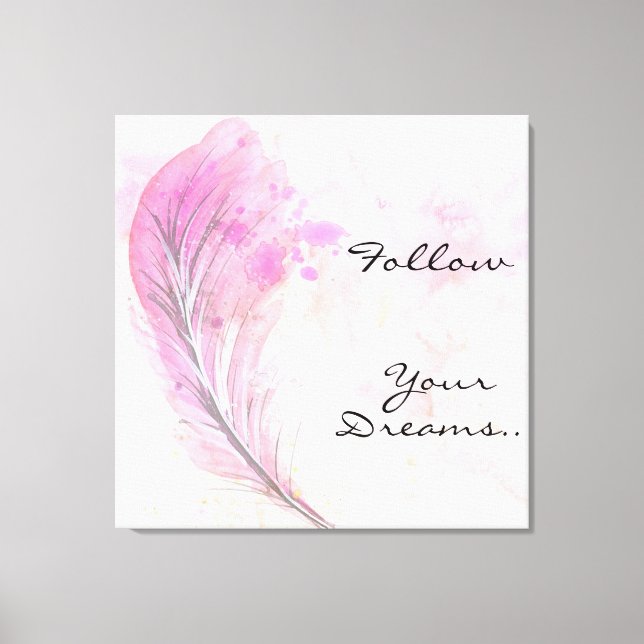 Watercolor with Feather and Quote Canvas Print (Front)