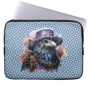 Watercolor Wizard Raven Bird Laptop Sleeve