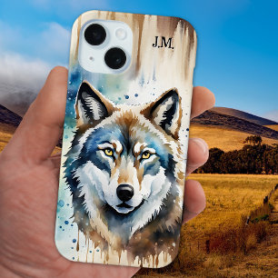 Watercolor Wolf Animal Lover iPhone 15 Case