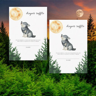 Watercolor Wolf Baby shower Diaper Raffle Enclosure Card
