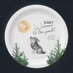 Watercolor Wolf Baby Shower  Paper Plate<br><div class="desc">Watercolor baby shower</div>