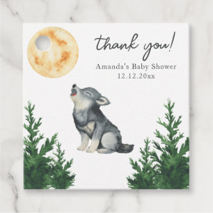 Watercolor Wolf Baby Shower Thank you Favour Tags