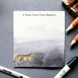 Watercolor Wolf Blue Clouds Personalised Notepad