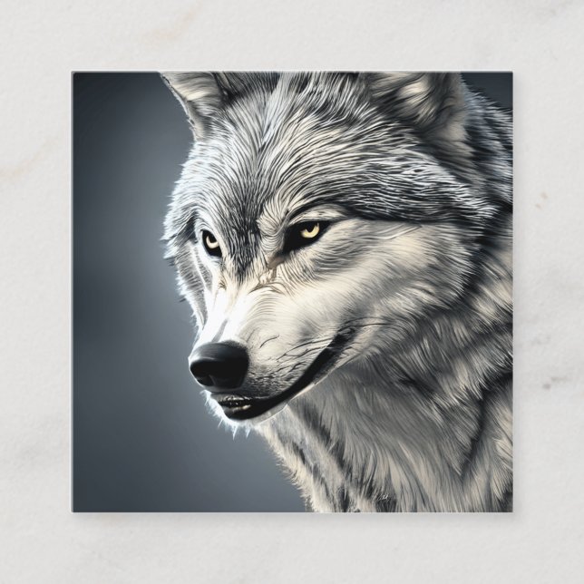Watercolor Wolf Graphic Square Business Card (Front)