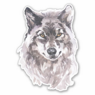 Watercolor Wolf Head