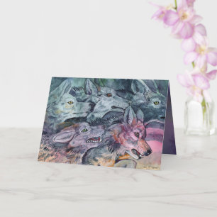 Watercolor Wolf Pack  Card