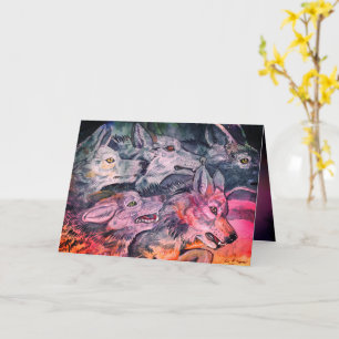 Watercolor Wolf Pack  Card