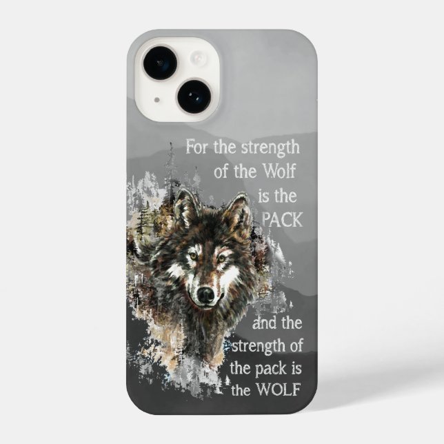 Watercolor Wolf Pack Family Quote Animal Nature iPhone Case (Back)
