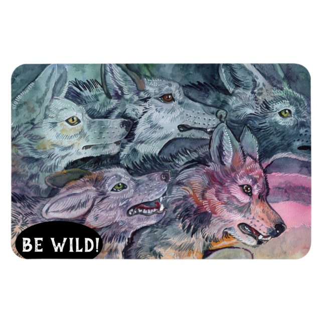 Watercolor Wolf Pack Magnet (Horizontal)