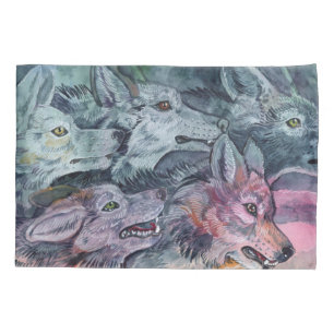 Watercolor Wolf Pack Pillowcase