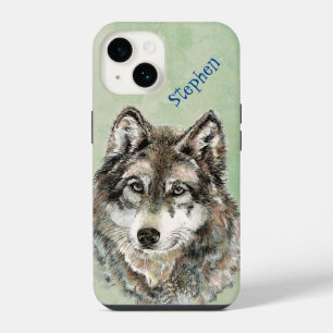 Watercolor Wolf Wolves Custom Wildlife Nature Art iPhone 14 Case