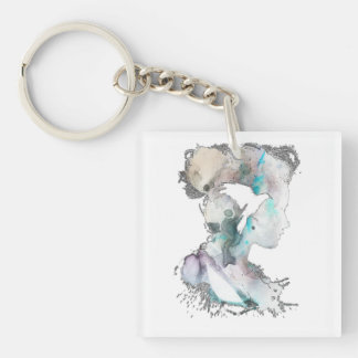 Watercolor Woman Key Ring