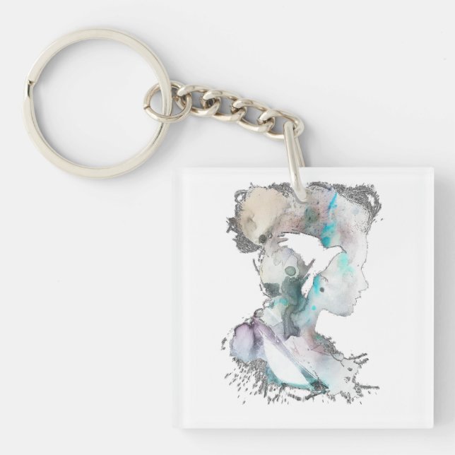 Watercolor Woman Key Ring (Front)