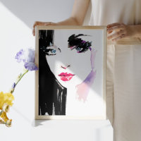 Watercolor woman portrait makeup artist branding