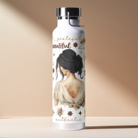 Watercolor Woman With Black Hair Boho Affirmation