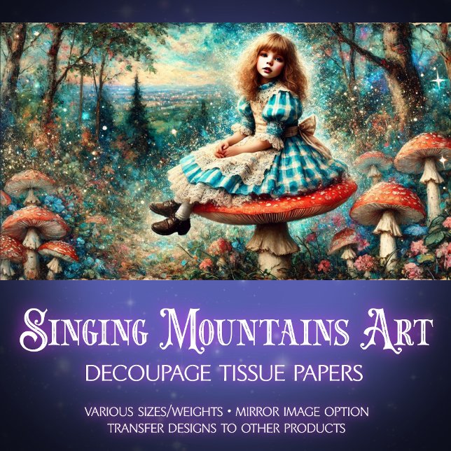 Watercolor Wonderland Alice Mushroom Art Decoupage Tissue Paper (Creator Uploaded)