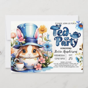 Watercolor Wonderland Boy Baby Shower Tea Party Invitation