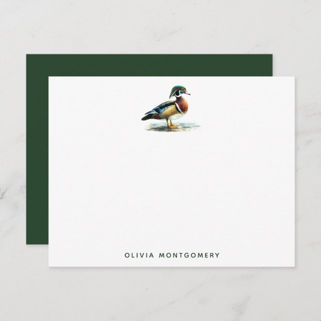 Watercolor Wood Duck Illustration Personal Card (Front/Back)