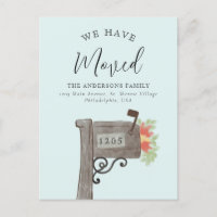 Watercolor Wooden Mailbox New Home Moving Announce