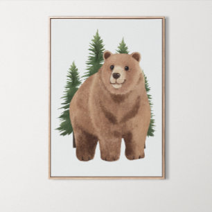 Watercolor Woodland Animal Bear Nursery Decor