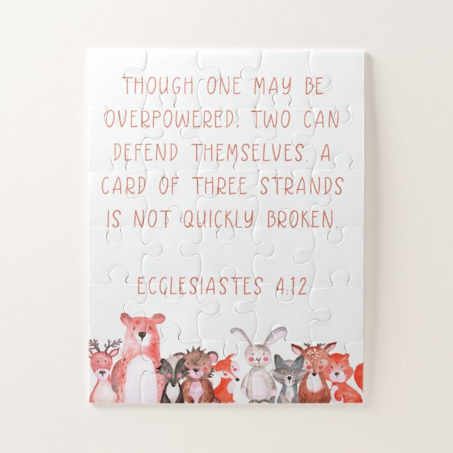 Watercolor Woodland Baby Animal Nursery Art Poster Jigsaw Puzzle (Vertical)