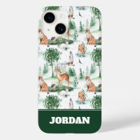 Watercolor Woodland Baby Animal Pattern