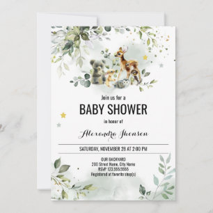 Watercolor Woodland Baby Shower Invitation