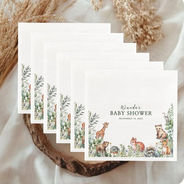 Watercolor Woodland Baby Shower Paper Napkins (Creator Uploaded)