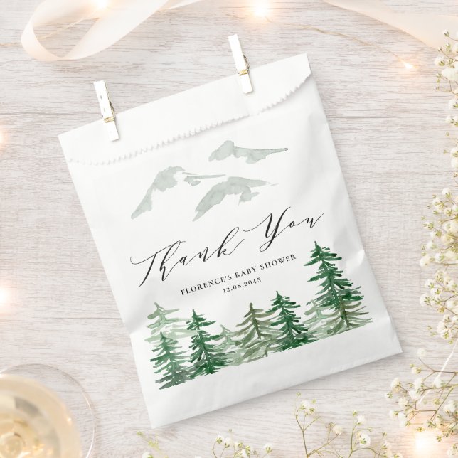 Watercolor Woodland Baby Shower Thank You Favour Bags (Clipped)