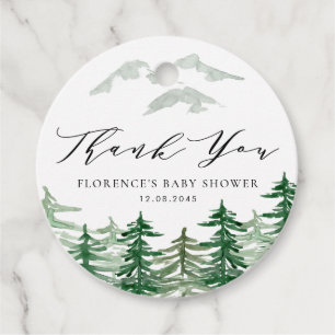 Watercolor Woodland Baby Shower Thank You Favour Tags