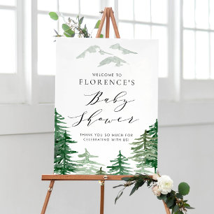 Watercolor Woodland Baby Shower Welcome Sign