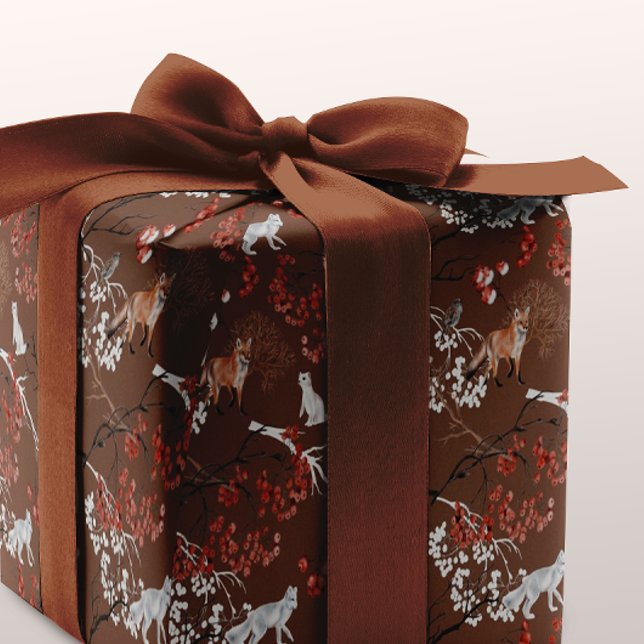 Watercolor Woodland Berries and Animals Christmas Wrapping Paper (Creator Uploaded)