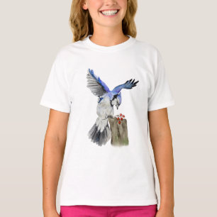 Watercolor woodland bird blue jay T-Shirt