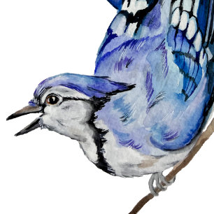 Watercolor woodland bird blue jay Tote Bag
