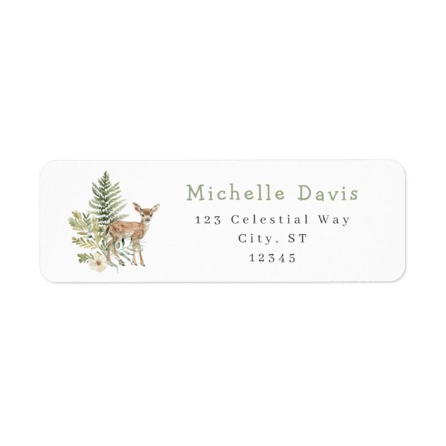 Watercolor Woodland Deer Address Label (Front)