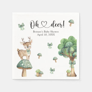 Watercolor Woodland Deer Baby Shower Napkin