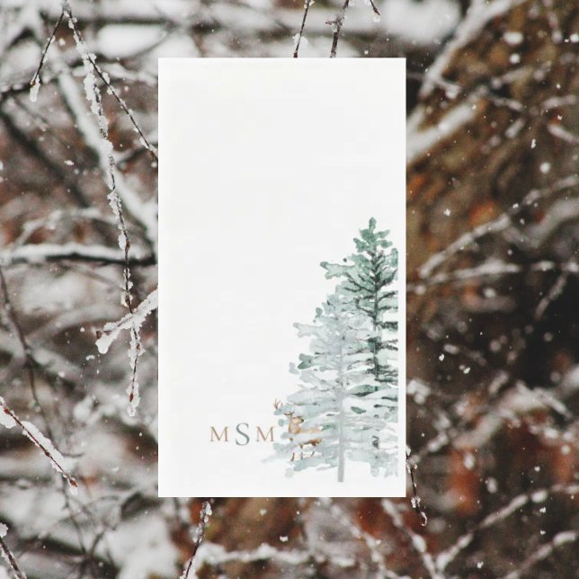 Watercolor Woodland Deer Monogram Napkin (Creator Uploaded)