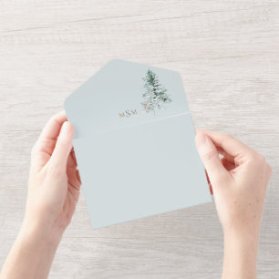 Watercolor Woodland Deer Monogram Wedding All In One Invitation