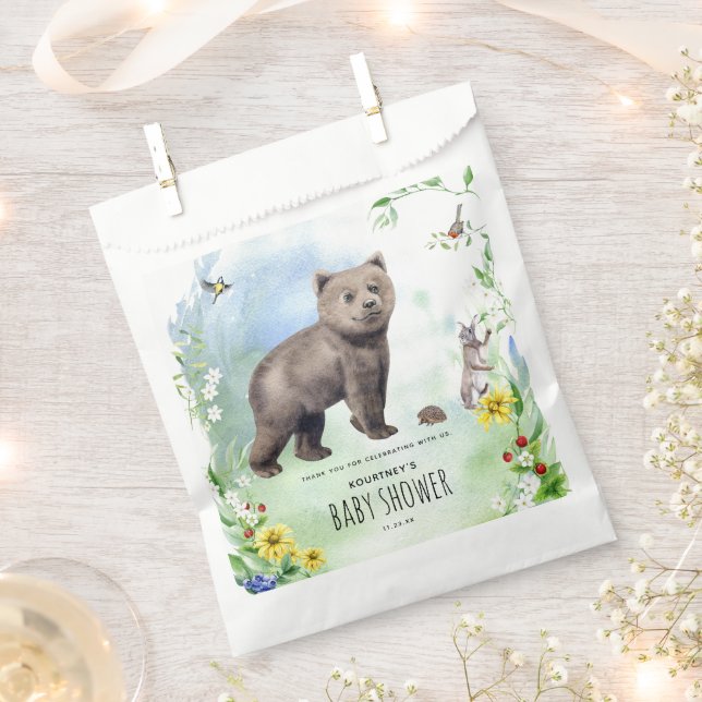 Watercolor Woodland Forest Animals Baby Shower Favour Bags (Clipped)