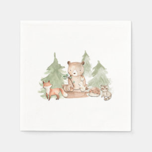 Watercolor Woodland Forest Animals Baby Shower Napkin