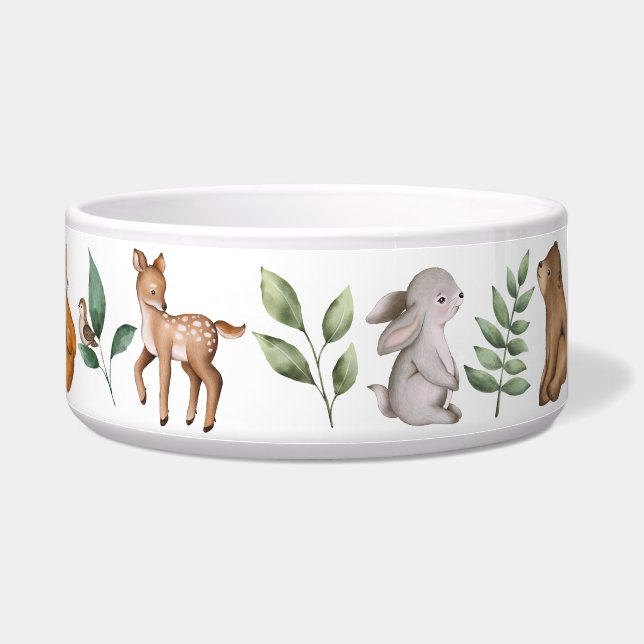 Watercolor Woodland Forest Animals Pattern Pet (Right)
