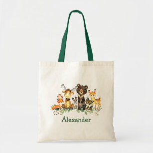 Watercolor Woodland Forest Animals Tote Bag