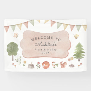 Watercolor Woodland   Forest Friends Party  Banner