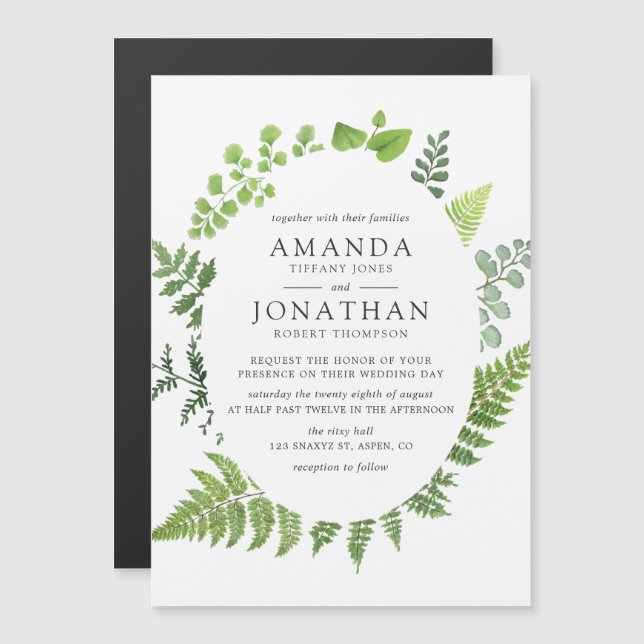 Watercolor Woodland Forest Greenery Wedding Magnetic Invitation (Front/Back)